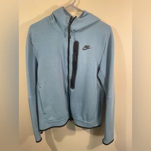 Nike Mens Tech Baby Blue Full Zip Fleece Pullover Hoodie Medium